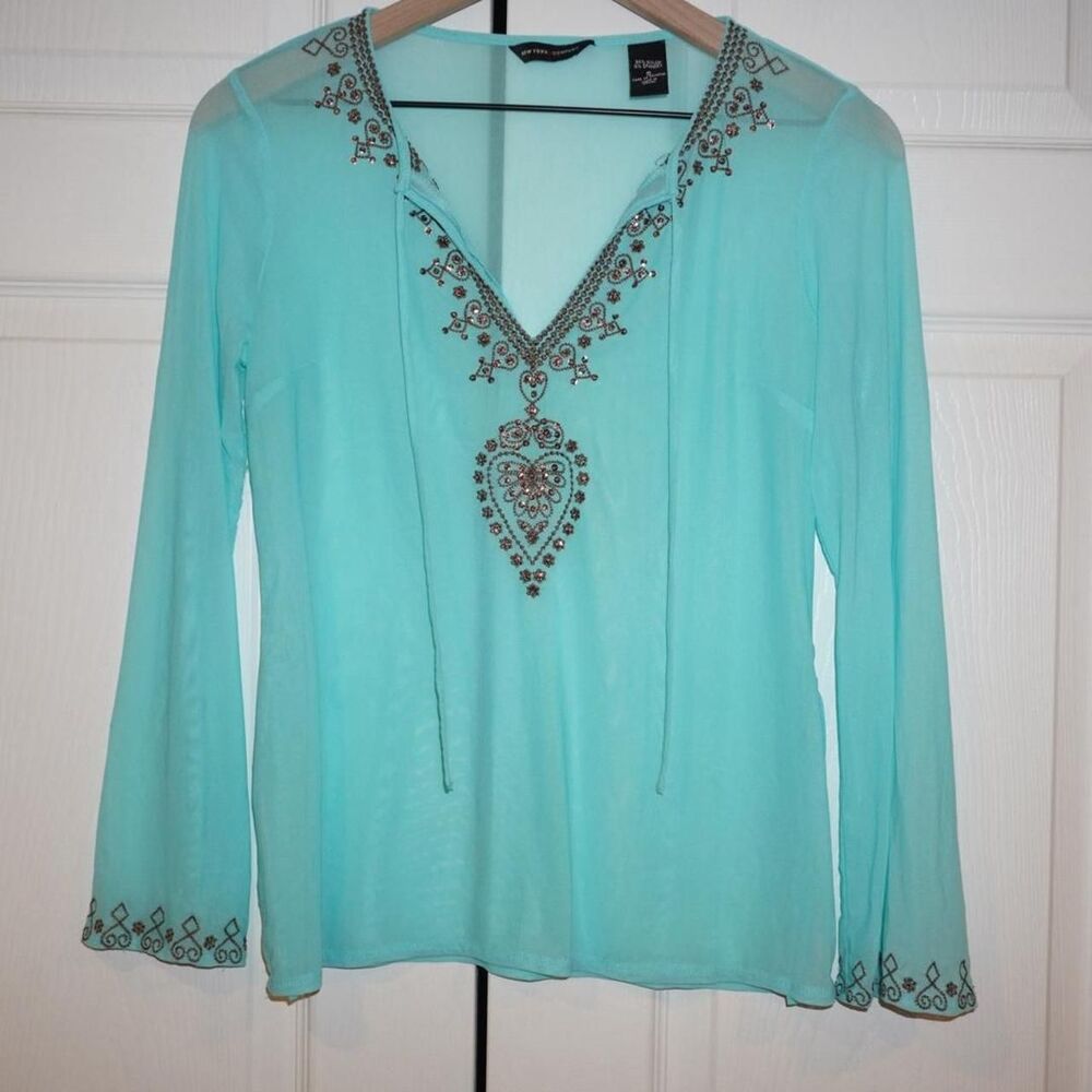 New-york-company Women's Blue and Green Shirt